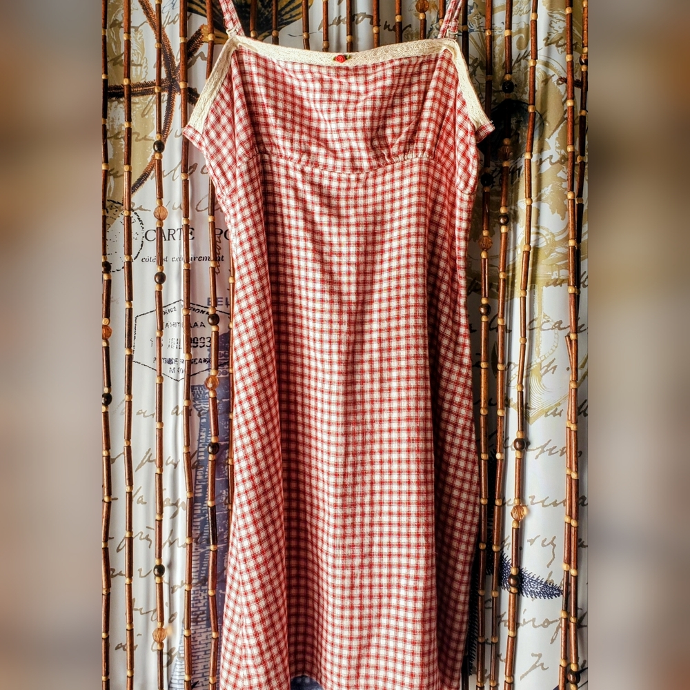Knitworks Red and White Checkered Midi Dress